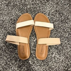 Time and Tru Cream Double-Strap Sandals